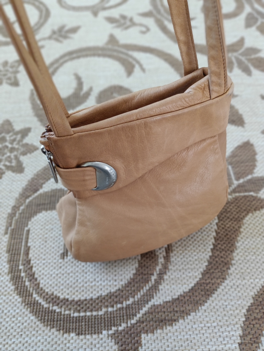 Renato Angi Made In Italy Leather Shoulder Bag Asymmetrical Unique Cream - Picture 5 of 16
